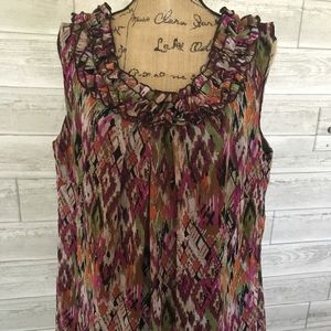 Sarah Michelle Colorful sleeveless ruffled blouse